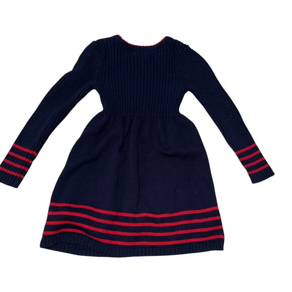Cynthia Rowley Girl’s Navy Blue Red Apple Long Sleeve Sweater Dress Size Small - Picture 2 of 5